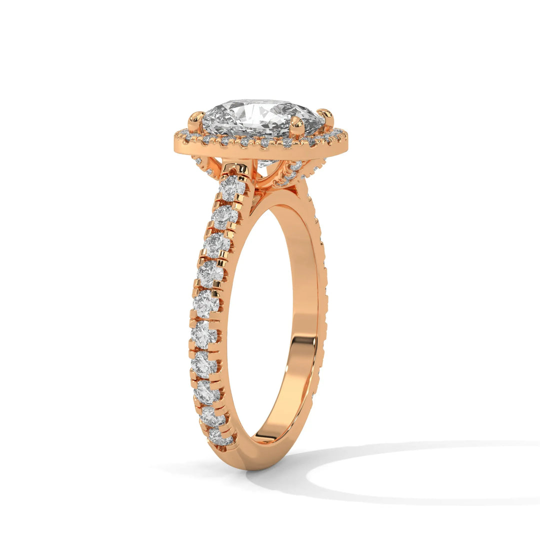 Elegant 14k rose gold engagement ring with a Crystal Setting diamond, beautifully set in a crystal design for timeless appeal.