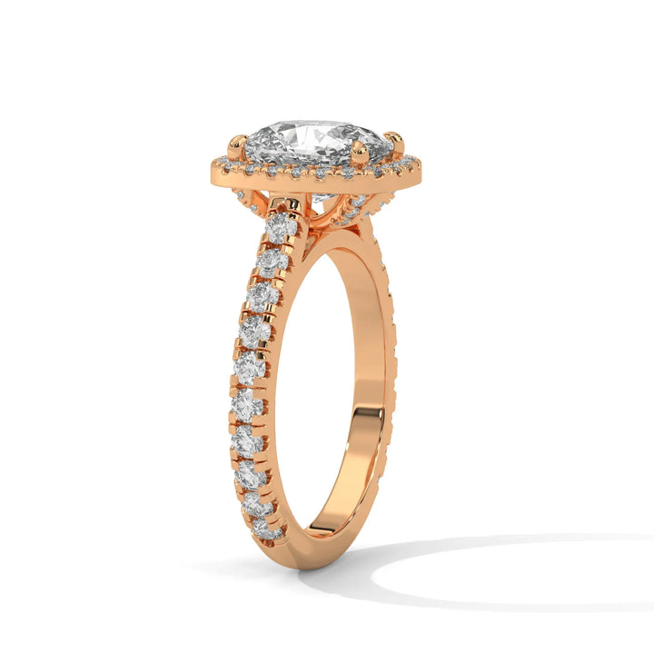 Elegant 14k rose gold engagement ring with a Crystal Setting diamond, beautifully set in a crystal design for timeless appeal.