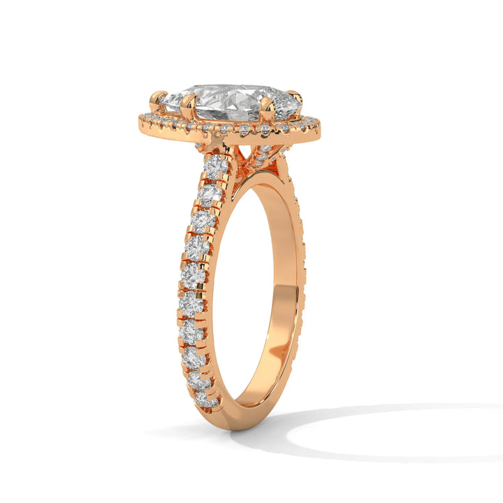 Elegant 14k rose gold engagement ring with a Crystal Setting diamond, beautifully set in a crystal design for timeless appeal.