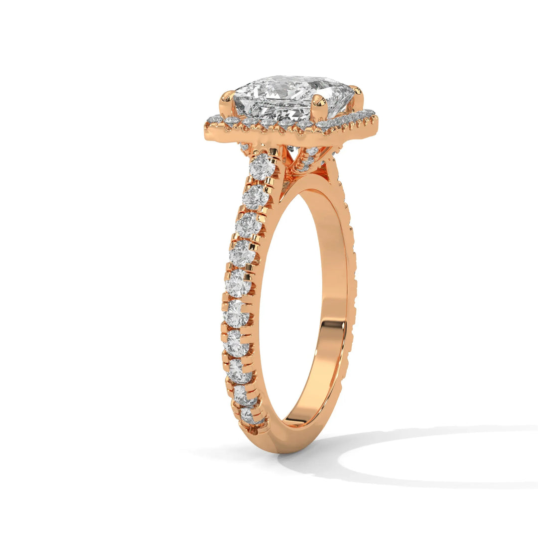 Elegant 14k rose gold engagement ring with a Crystal Setting diamond, beautifully set in a crystal design for timeless appeal.