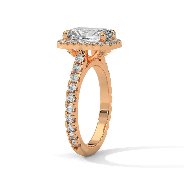 Elegant 14k rose gold engagement ring with a Crystal Setting diamond, beautifully set in a crystal design for timeless appeal.