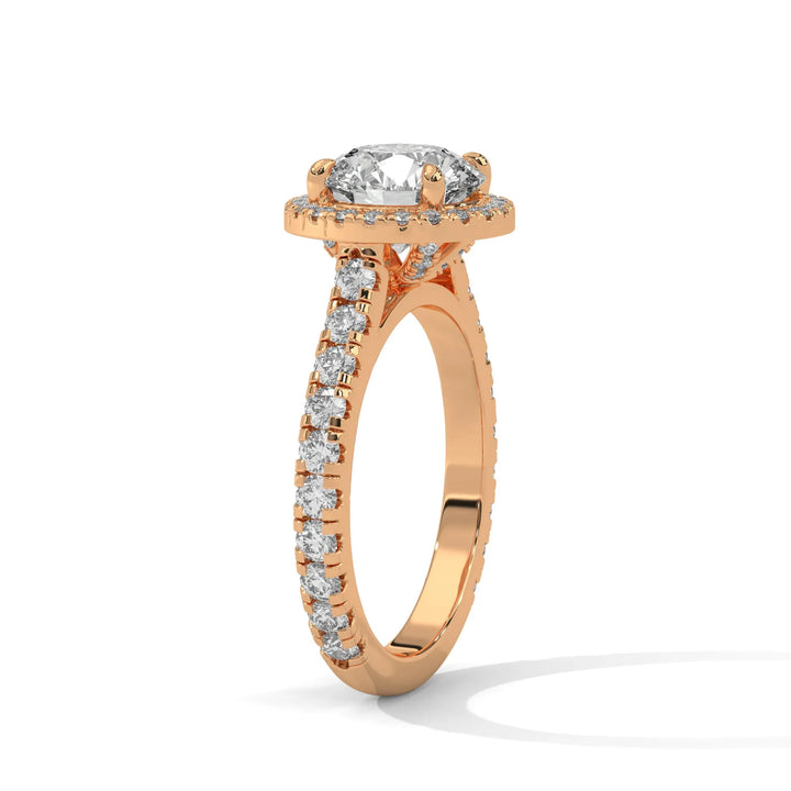 Elegant 14k rose gold engagement ring with a Crystal Setting diamond, beautifully set in a crystal design for timeless appeal.