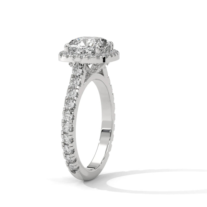 Elegant 14k white gold engagement ring with a Crystal Setting diamond, beautifully set in a crystal design for timeless appeal.