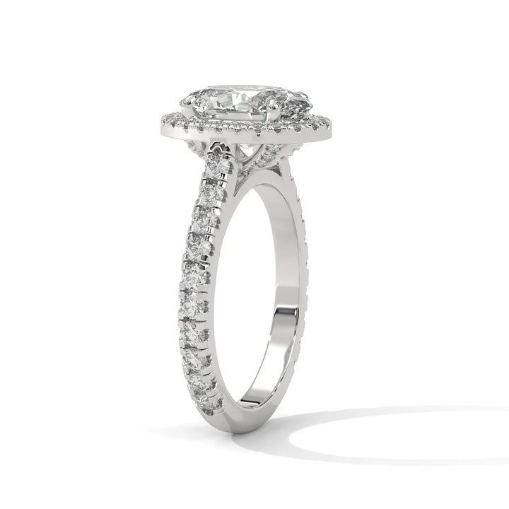 Elegant 14k white gold engagement ring with a Crystal Setting diamond, beautifully set in a crystal design for timeless appeal.