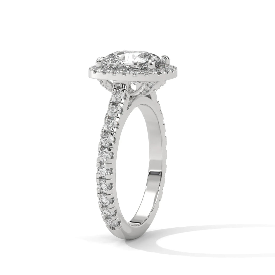 Elegant 14k white gold engagement ring with a Crystal Setting diamond, beautifully set in a crystal design for timeless appeal.