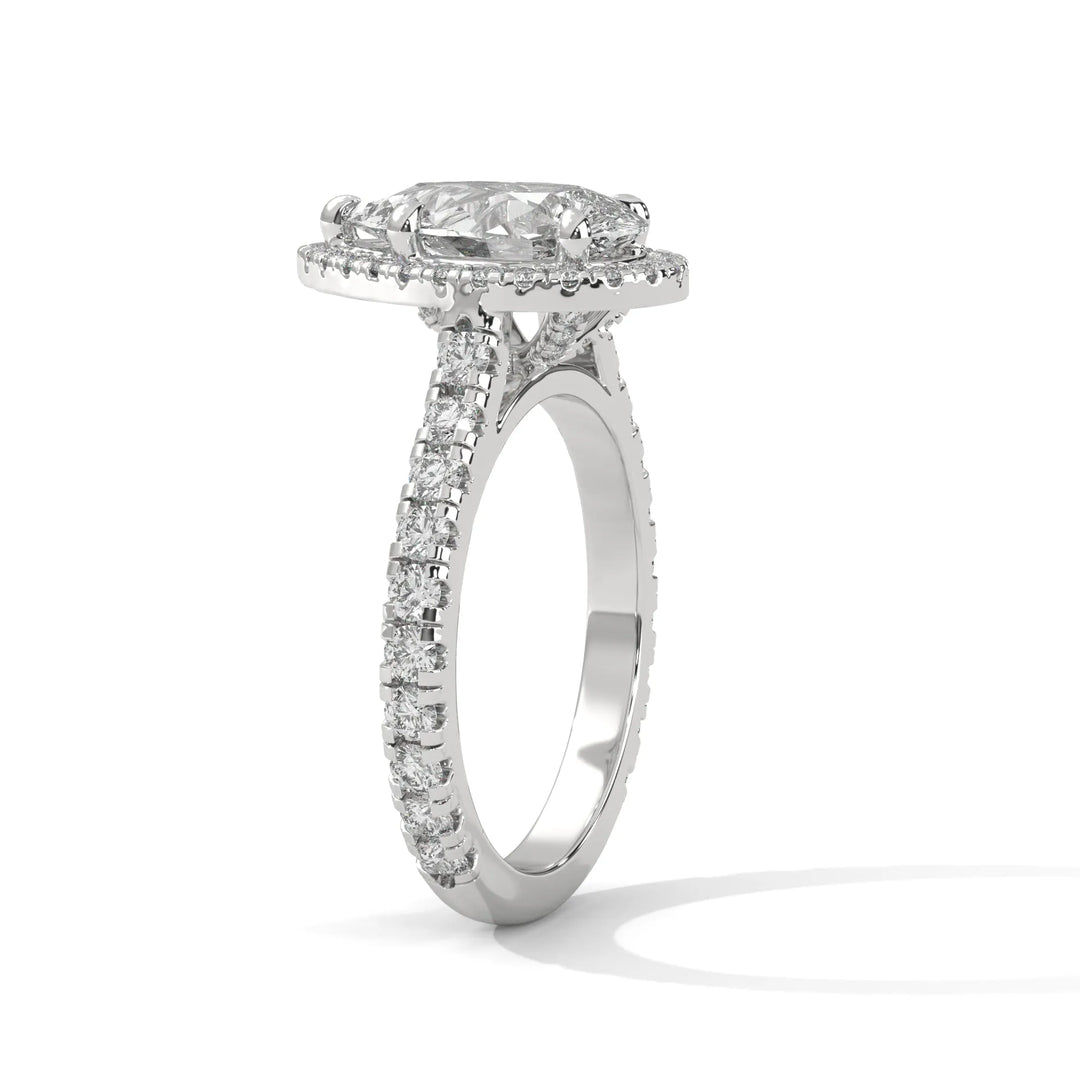 Elegant 14k white gold engagement ring with a Crystal Setting diamond, beautifully set in a crystal design for timeless appeal.