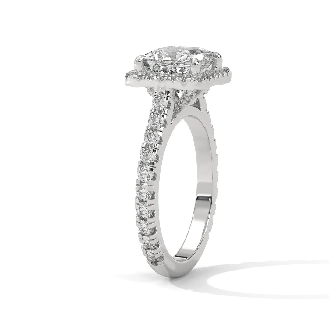 Elegant 14k white gold engagement ring with a Crystal Setting diamond, beautifully set in a crystal design for timeless appeal.