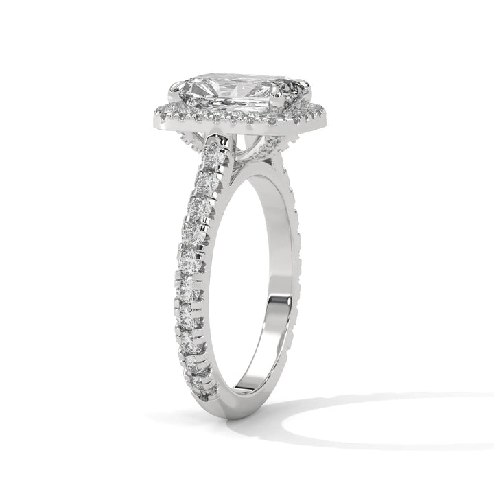 Elegant 14k white gold engagement ring with a Crystal Setting diamond, beautifully set in a crystal design for timeless appeal.