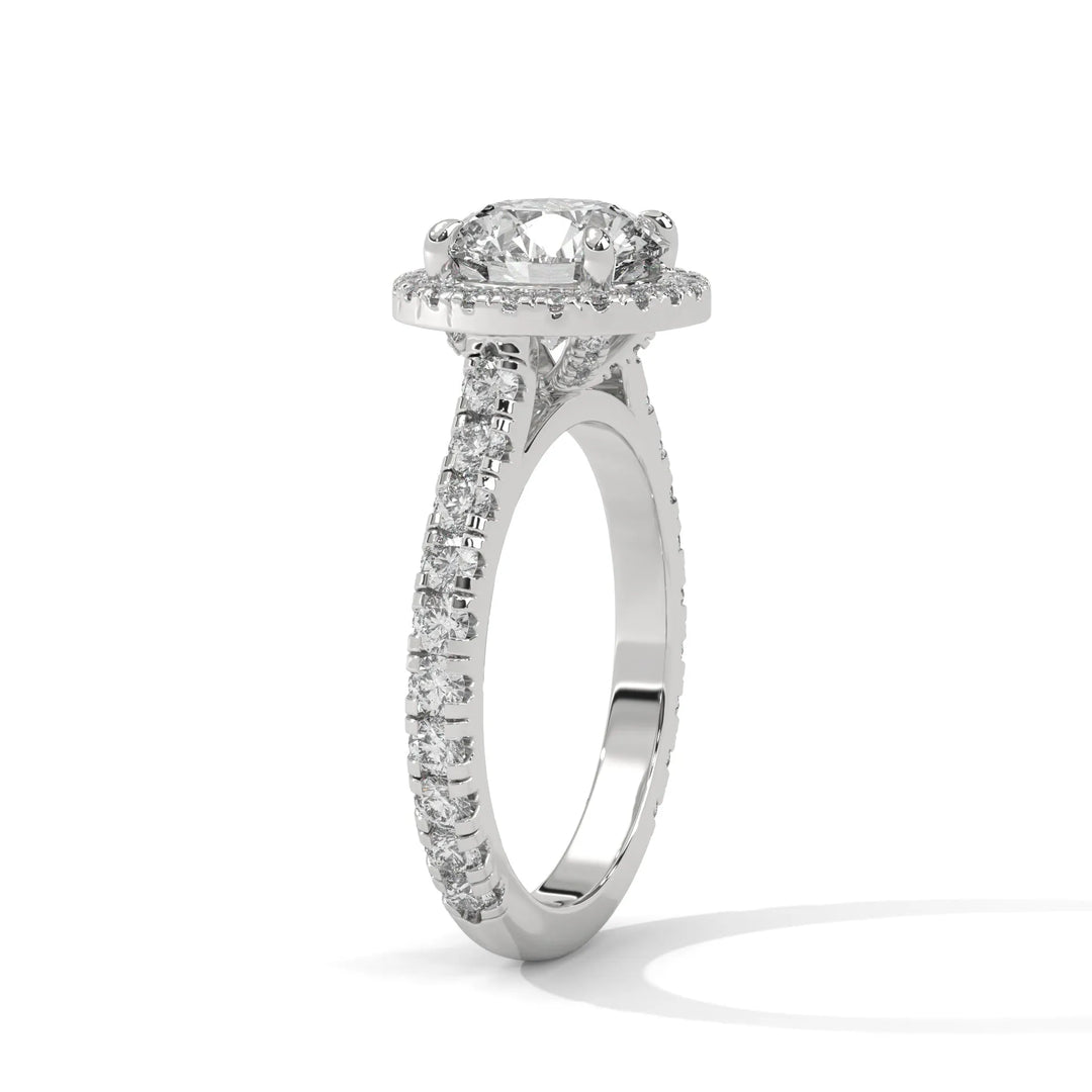 Elegant 14k white gold engagement ring with a Crystal Setting diamond, beautifully set in a crystal design for timeless appeal.