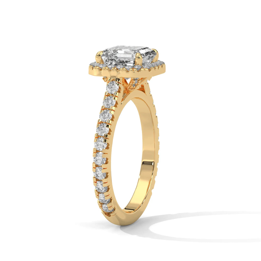 Elegant 14k yellow gold engagement ring with a Crystal Setting diamond, beautifully set in a crystal design for timeless appeal.