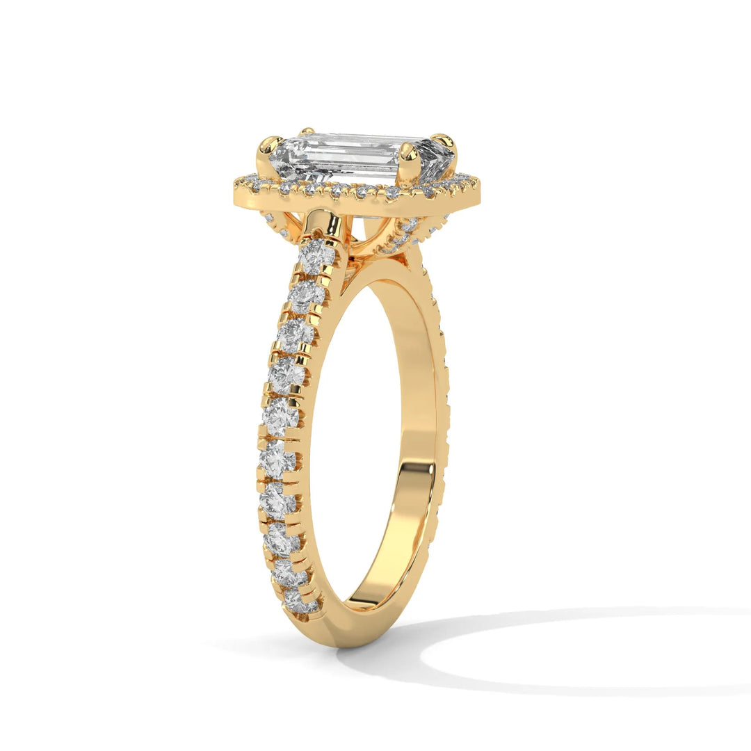 Elegant 14k yellow gold engagement ring with a Crystal Setting diamond, beautifully set in a crystal design for timeless appeal.