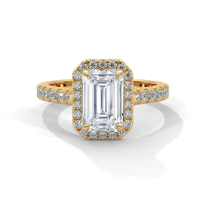 A Crystal Setting diamond set in 14k yellow gold, this engagement ring radiates sophistication and everlasting love.