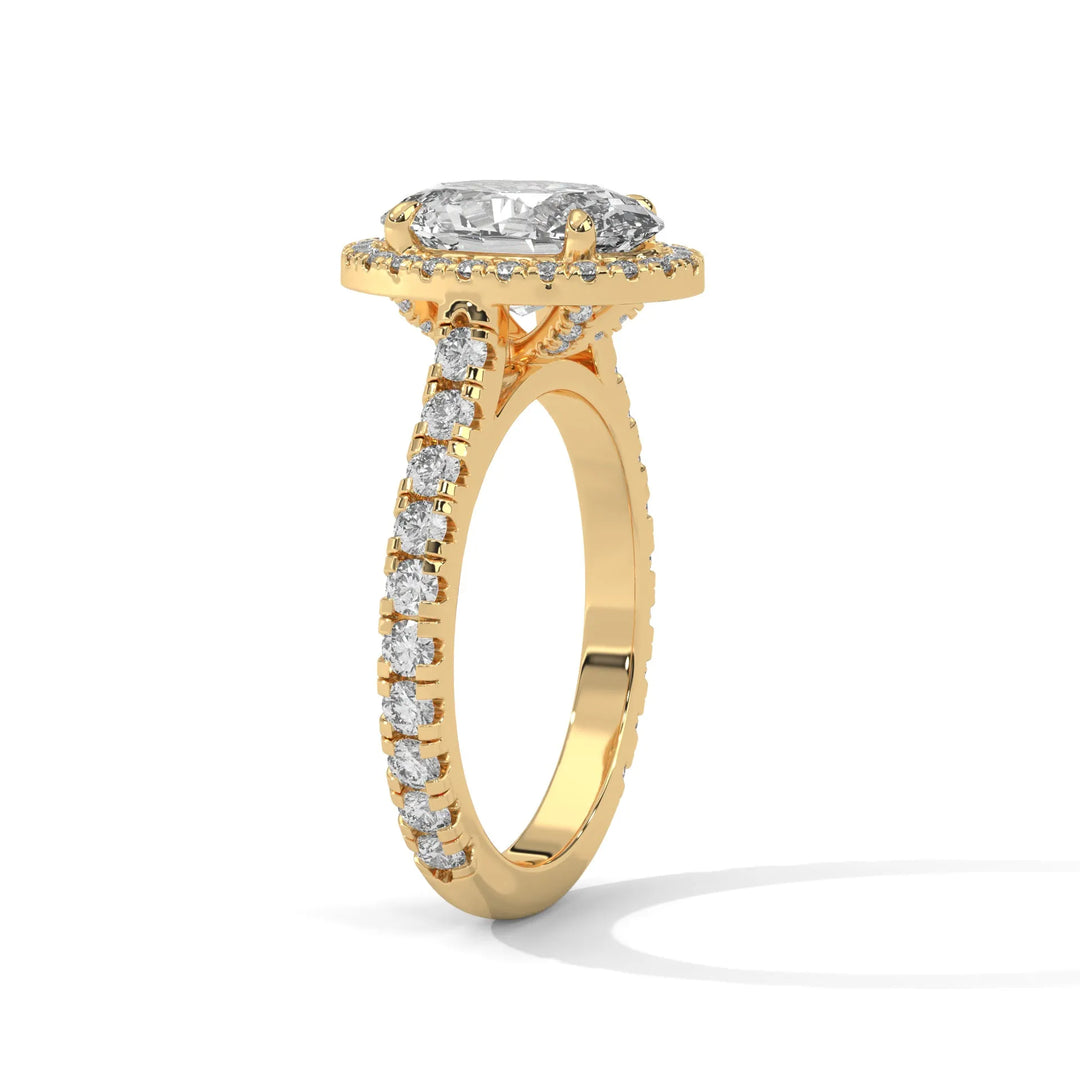 Elegant 14k yellow gold engagement ring with a Crystal Setting diamond, beautifully set in a crystal design for timeless appeal.