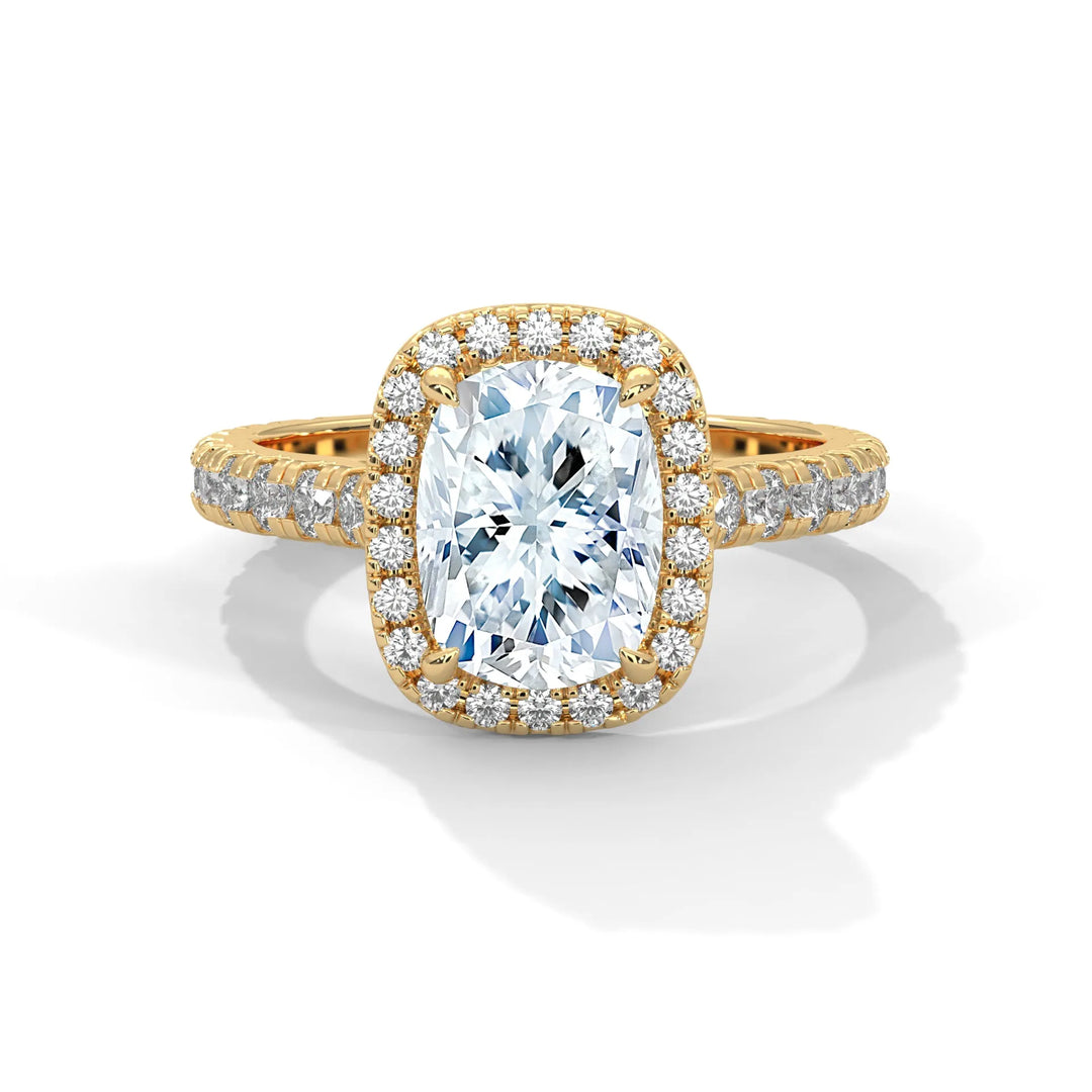 A Crystal Setting diamond set in 14k yellow gold, this engagement ring radiates sophistication and everlasting love.