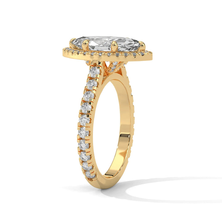 Elegant 14k yellow gold engagement ring with a Crystal Setting diamond, beautifully set in a crystal design for timeless appeal.