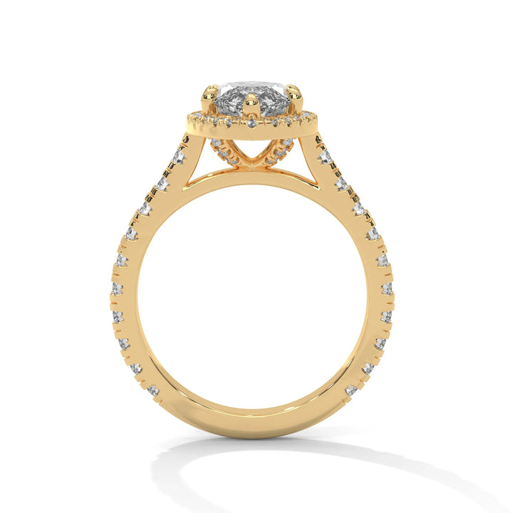 A stunning 14K yellow gold engagement ring adorned with a Crystal Setting of diamonds, showcasing exquisite craftsmanship and elegance.