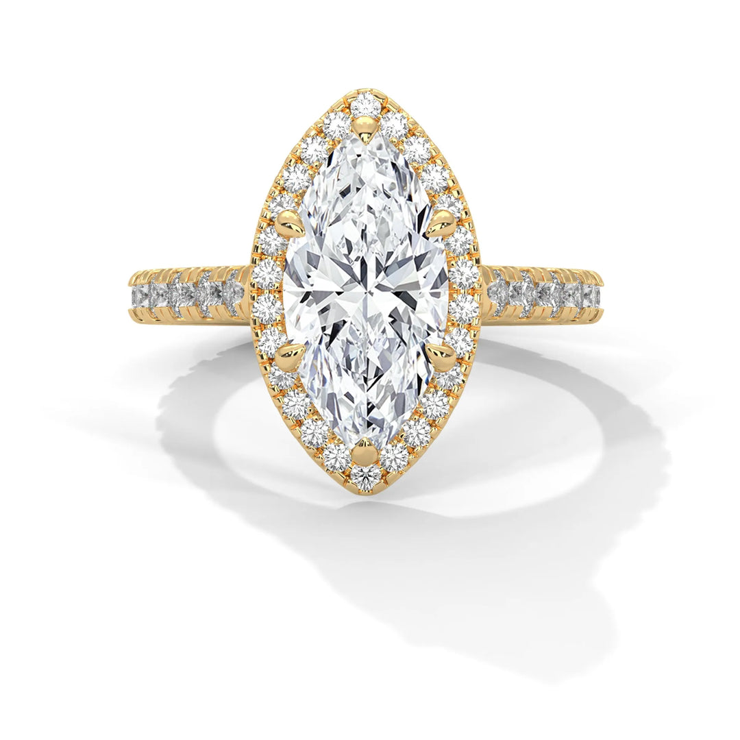 A Crystal Setting diamond set in 14k yellow gold, this engagement ring radiates sophistication and everlasting love.