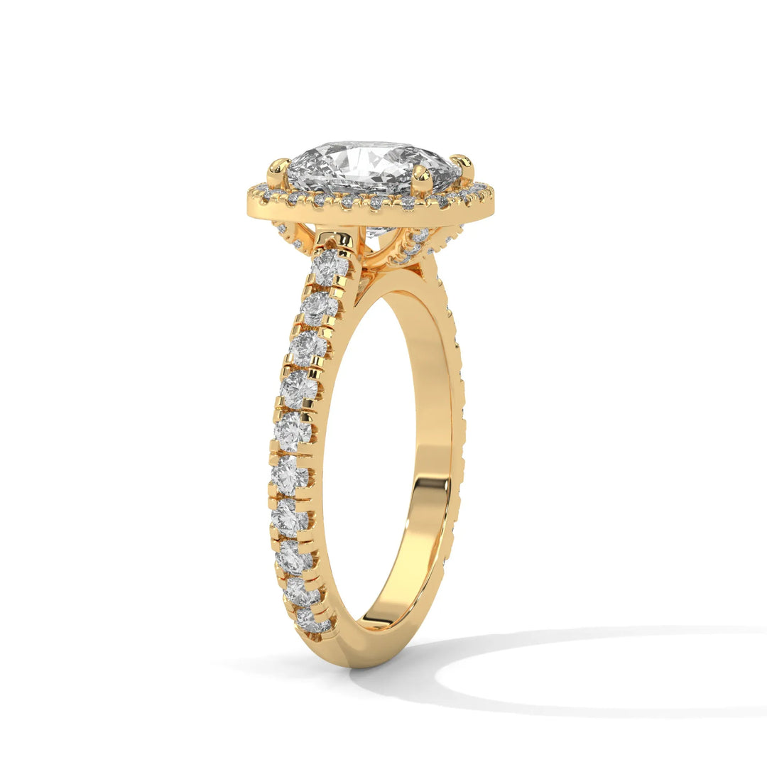 Elegant 14k yellow gold engagement ring with a Crystal Setting diamond, beautifully set in a crystal design for timeless appeal.