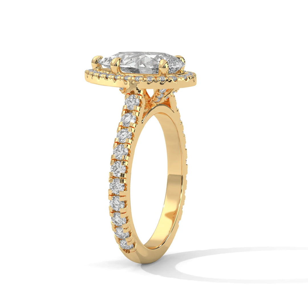 Elegant 14k yellow gold engagement ring with a Crystal Setting diamond, beautifully set in a crystal design for timeless appeal.