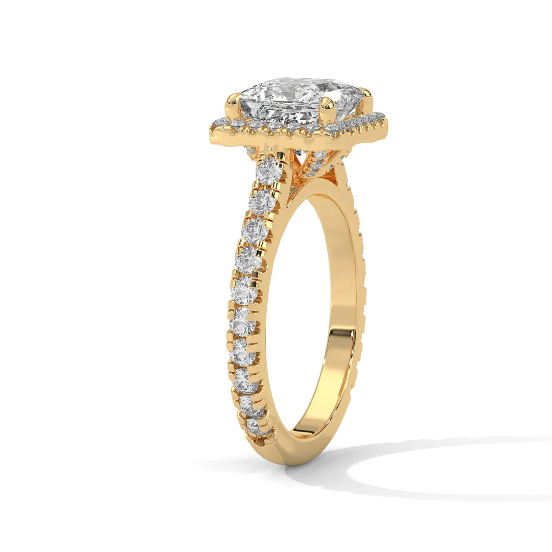 Elegant 14k yellow gold engagement ring with a Crystal Setting diamond, beautifully set in a crystal design for timeless appeal.