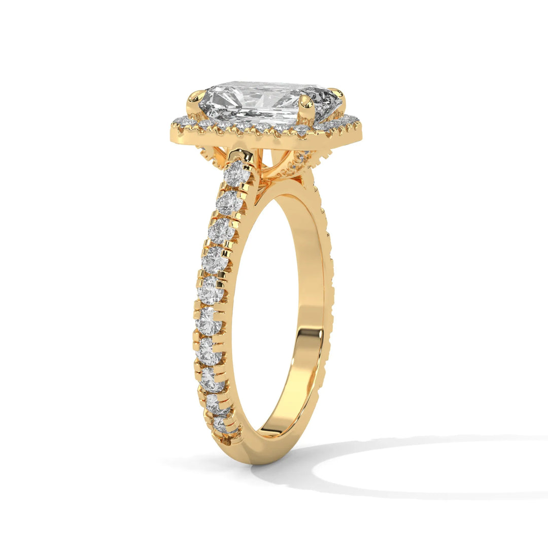 Elegant 14k yellow gold engagement ring with a Crystal Setting diamond, beautifully set in a crystal design for timeless appeal.