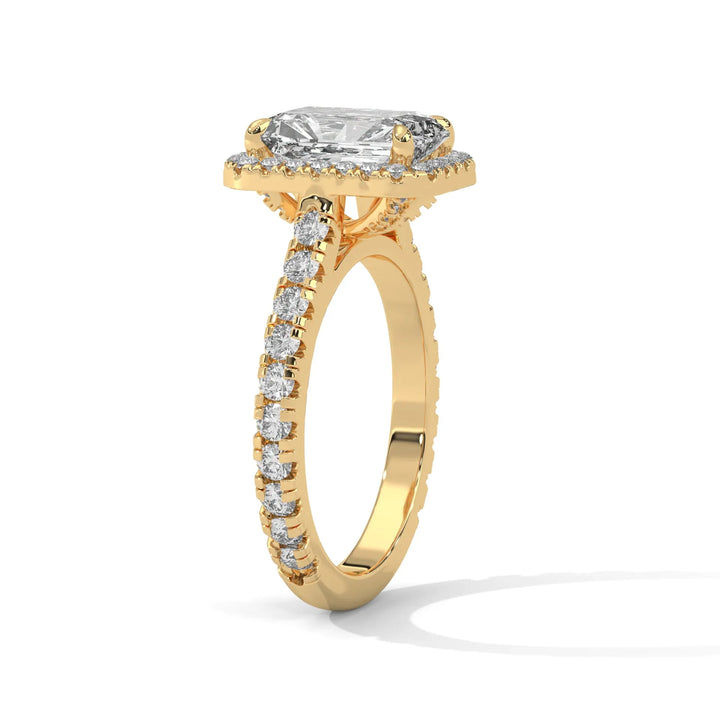 Elegant 14k yellow gold engagement ring with a Crystal Setting diamond, beautifully set in a crystal design for timeless appeal.