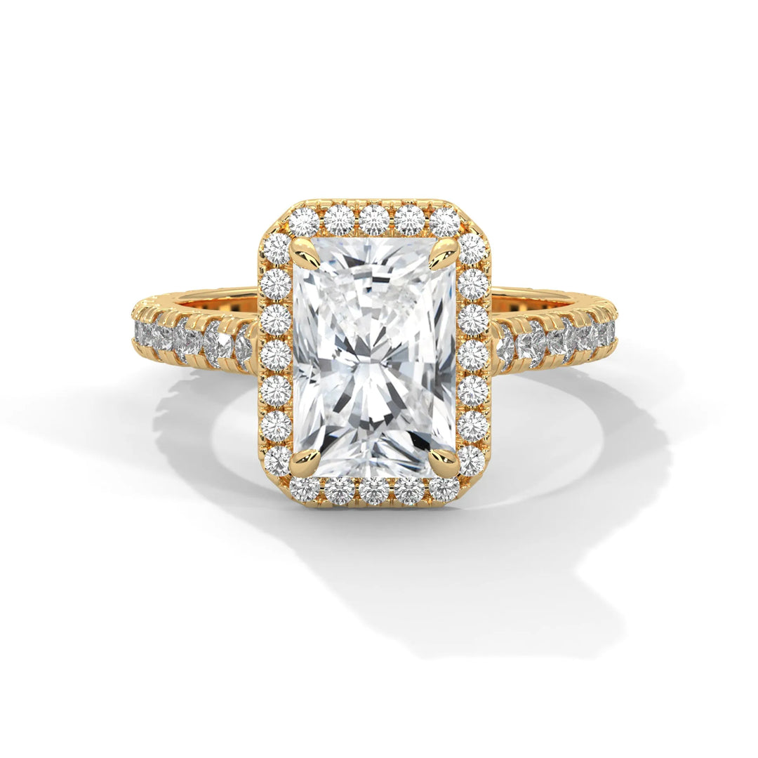 A Crystal Setting diamond set in 14k yellow gold, this engagement ring radiates sophistication and everlasting love.