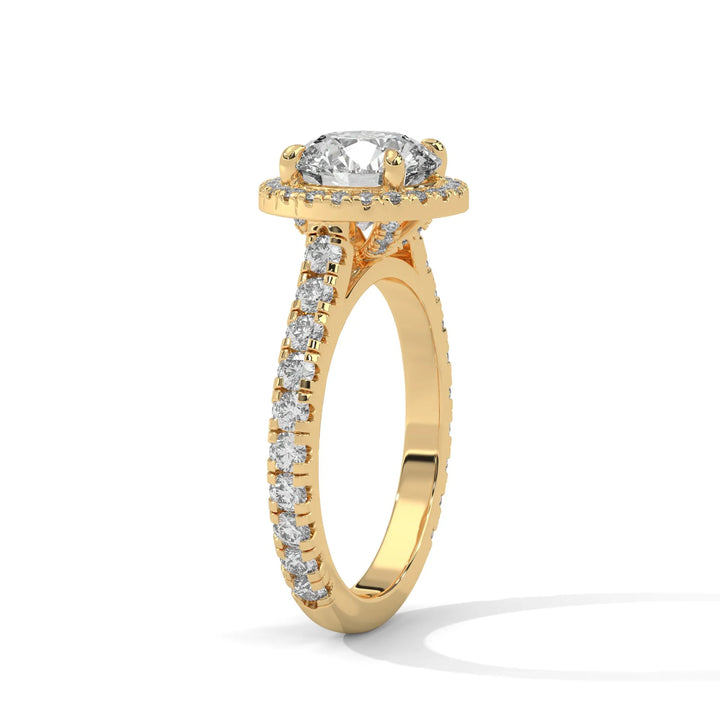 Elegant 14k yellow gold engagement ring with a Crystal Setting diamond, beautifully set in a crystal design for timeless appeal.