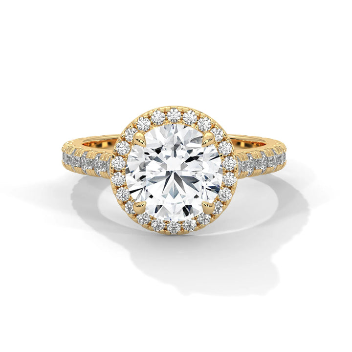 A Crystal Setting diamond set in 14k yellow gold, this engagement ring radiates sophistication and everlasting love.