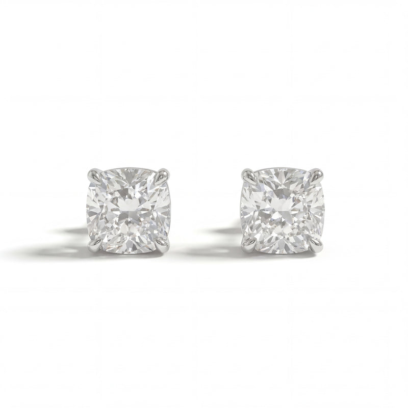Cushion 4-Prong Lab-Grown Diamond Stud Earrings