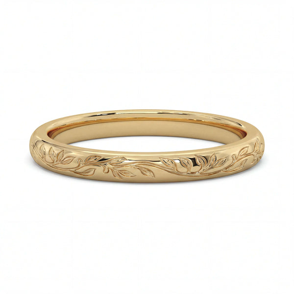 Floral Engraved Wedding Band