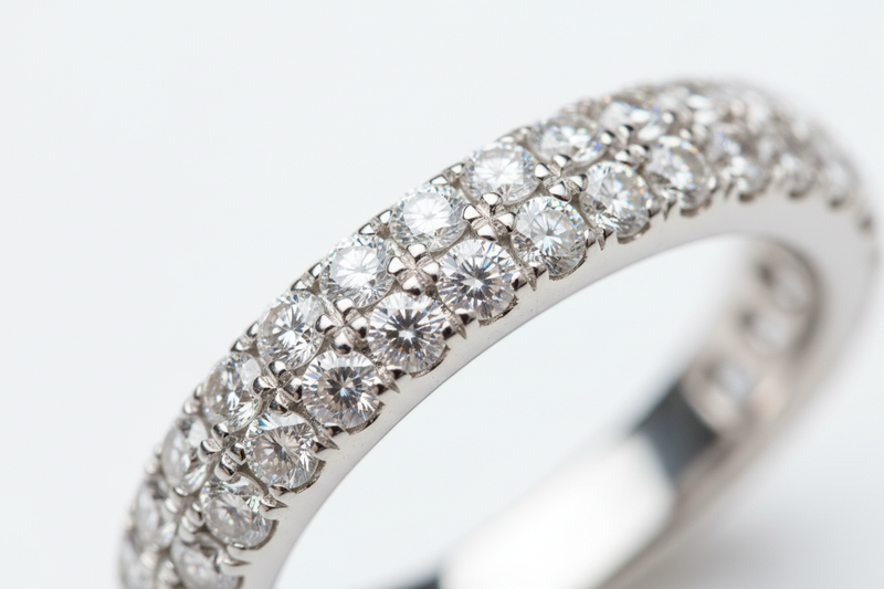 Diamond wedding band with pavé-set lab-grown diamonds