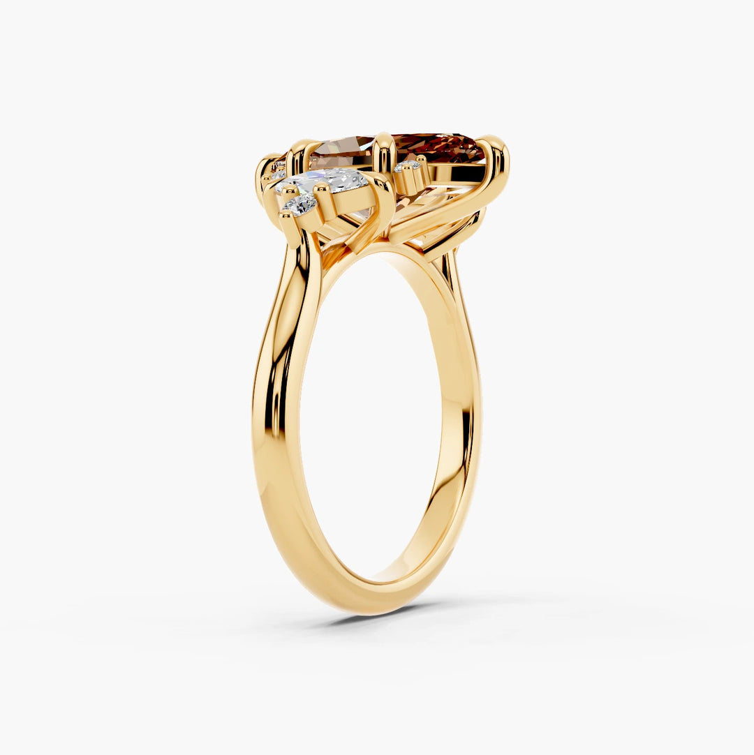 Diora Champagne Setting Marquise cut engagement ring in 14k Yellow Gold persp