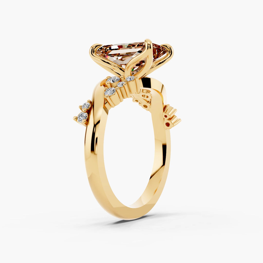 Eden Champagne Setting Radiant cut engagement ring in 14k Yellow Gold persp