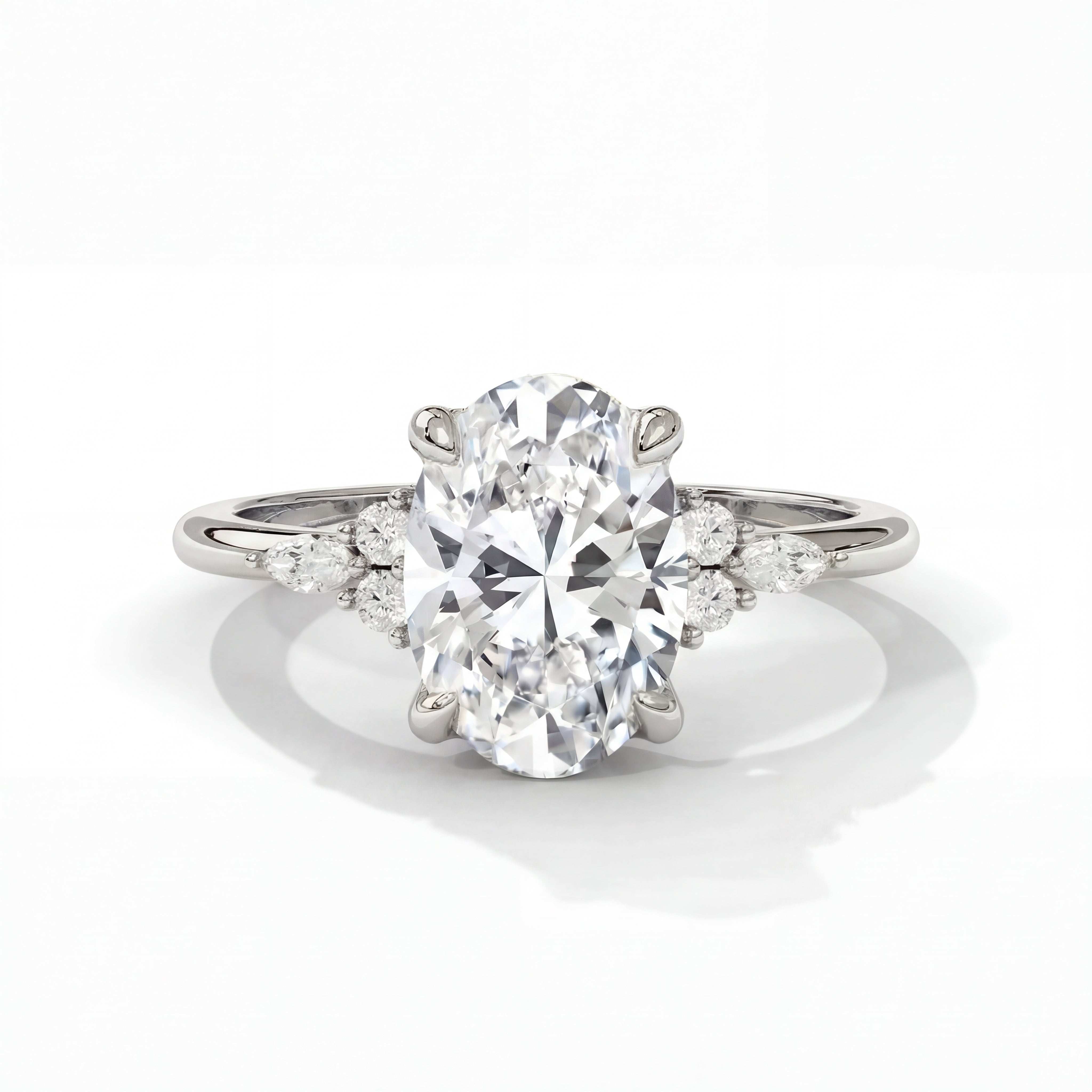 14k White Gold / Oval