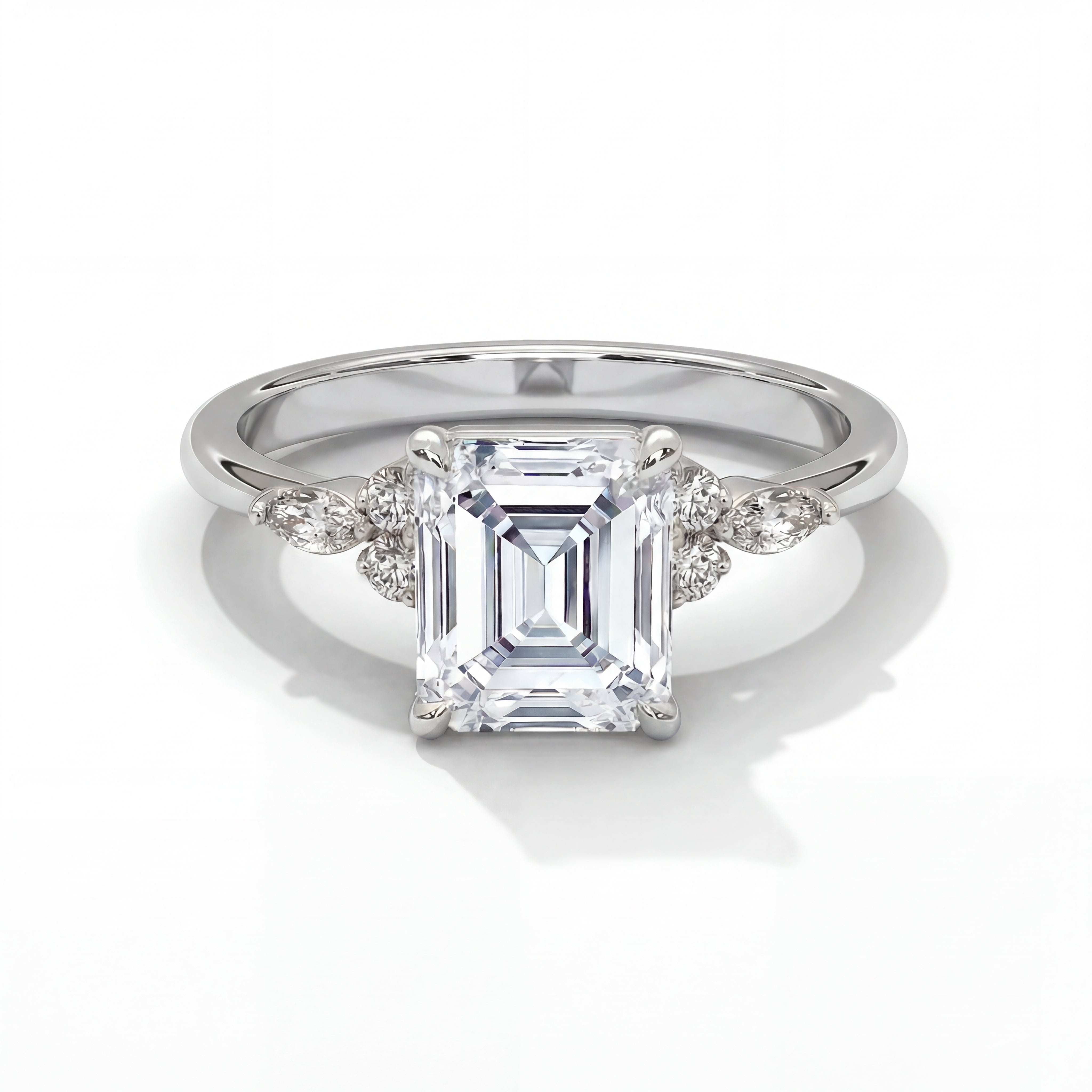 14k White Gold / Asscher