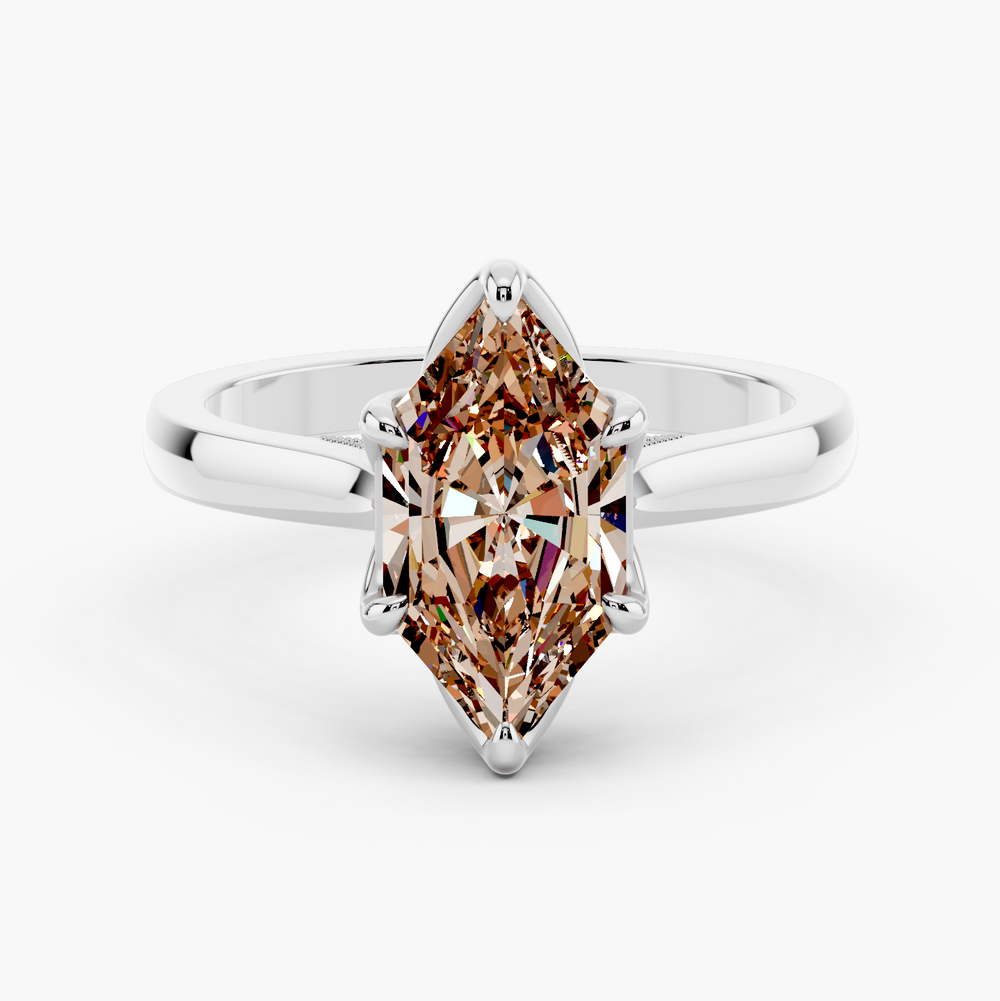 Elysian Tulip Champagne Setting Solitaire Style Engagement Ring Dutch Marquise cut engagement ring in 14k White Gold