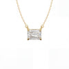 East-West Emerald Lab-Grown Diamond Solitaire Pendant Necklace
