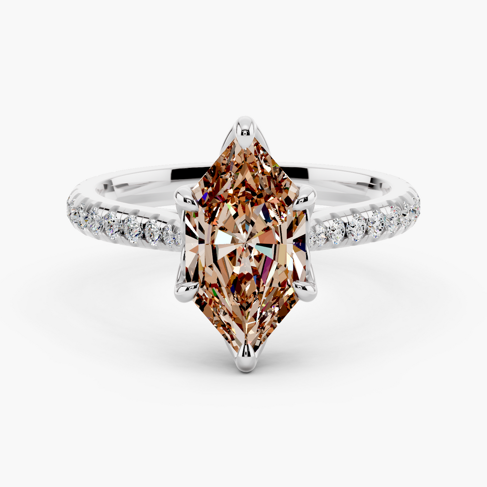 Étoile Tulip Champagne Setting Dutch Marquise cut engagement ring in 14k White Gold