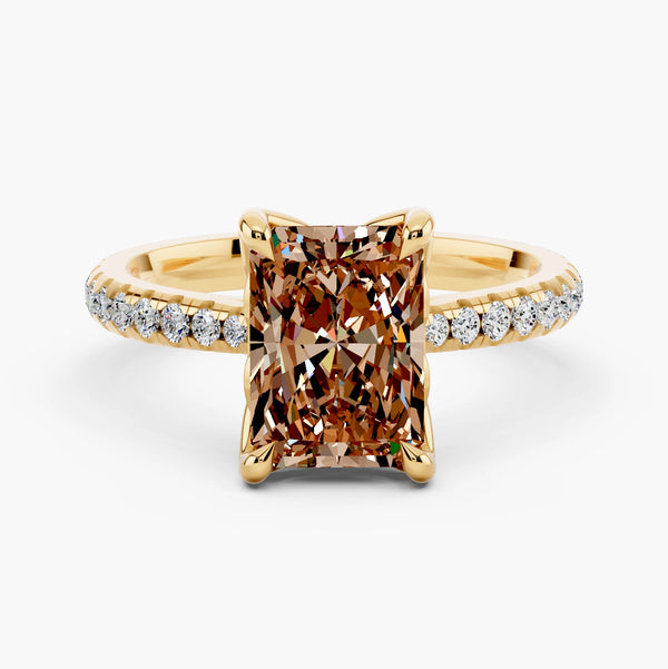 Champagne Radiant Diamond Engagement Rings