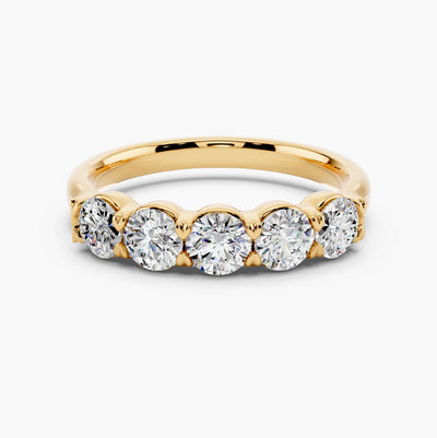 Five Stone Classic Basket Diamond Ring - 1 ctw