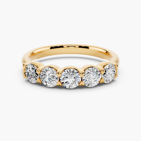 Five Stone Classic Basket Diamond Ring - 1 ctw