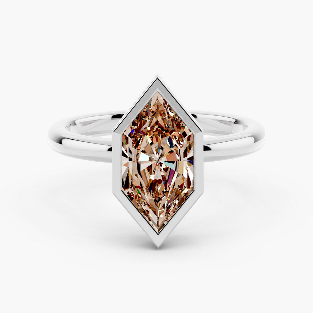 Floral Bezel Champagne Setting Dutch Marquise cut engagement ring in 14k White Gold