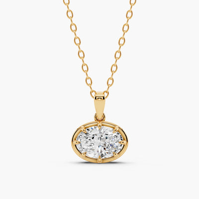 Georgian Oval East-West Lab-Grown Diamond Pendant Necklace