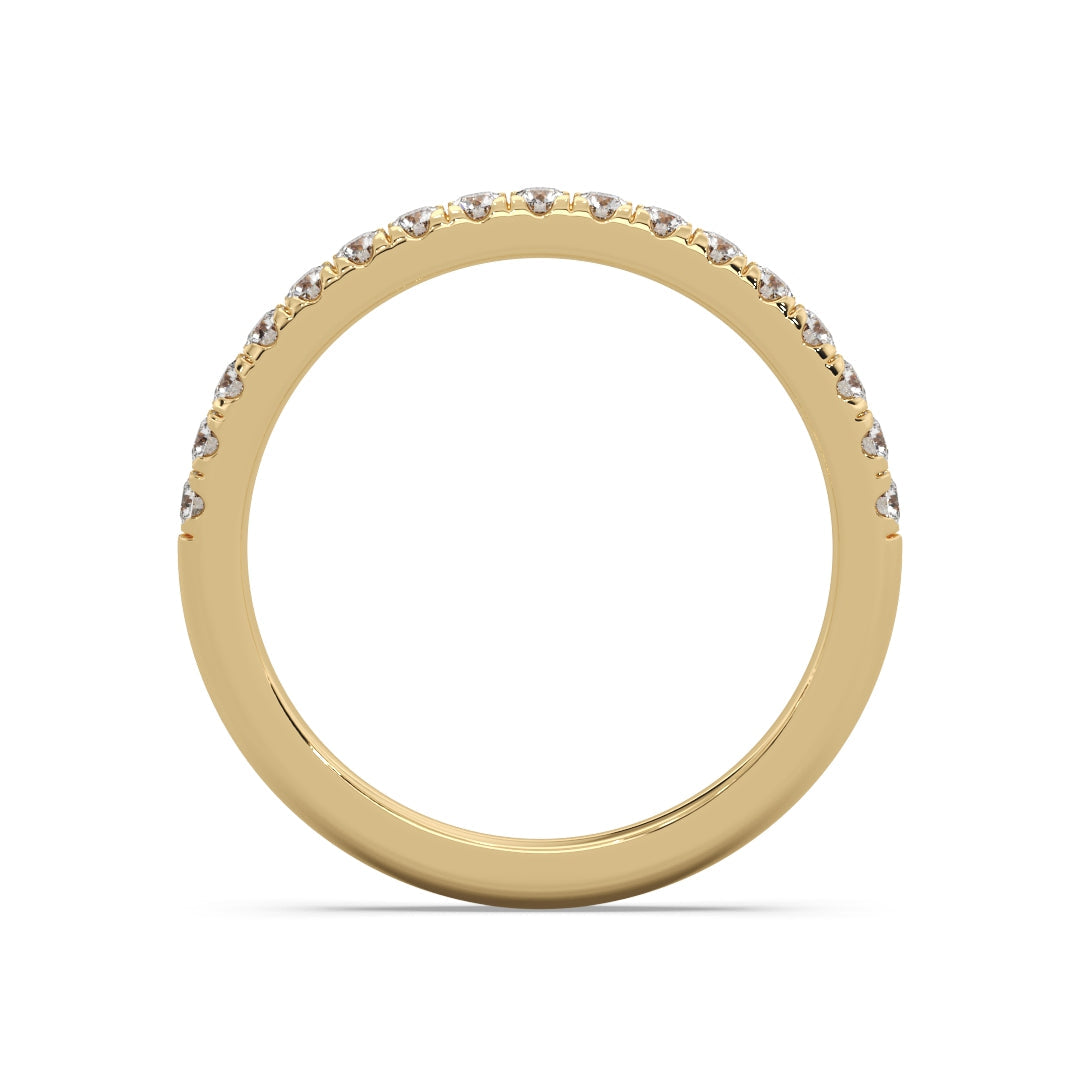 Lux Pave Band wedding ring with lab-grown diamonds and prong setting, elegant and durable design