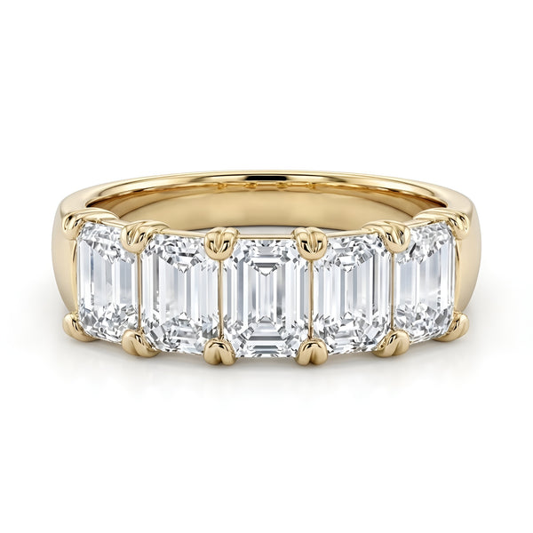 Five Stone Emerald Lab Grown Diamond Ring - 3 ctw