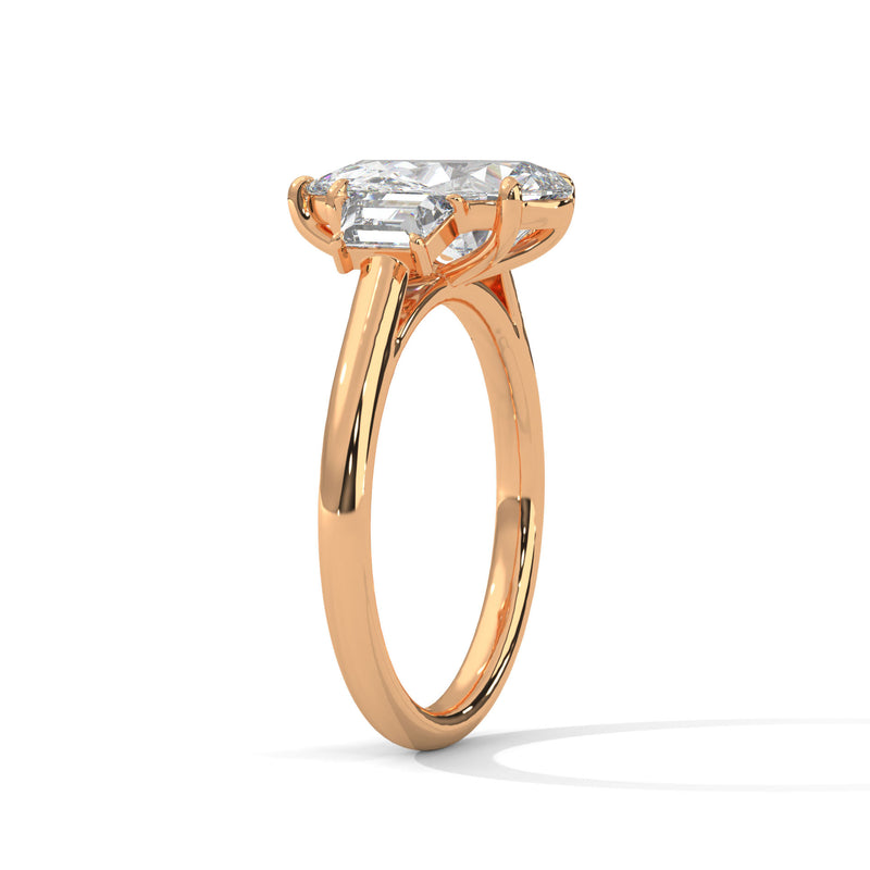 Three Stone Step Cut Trapezoid Setting