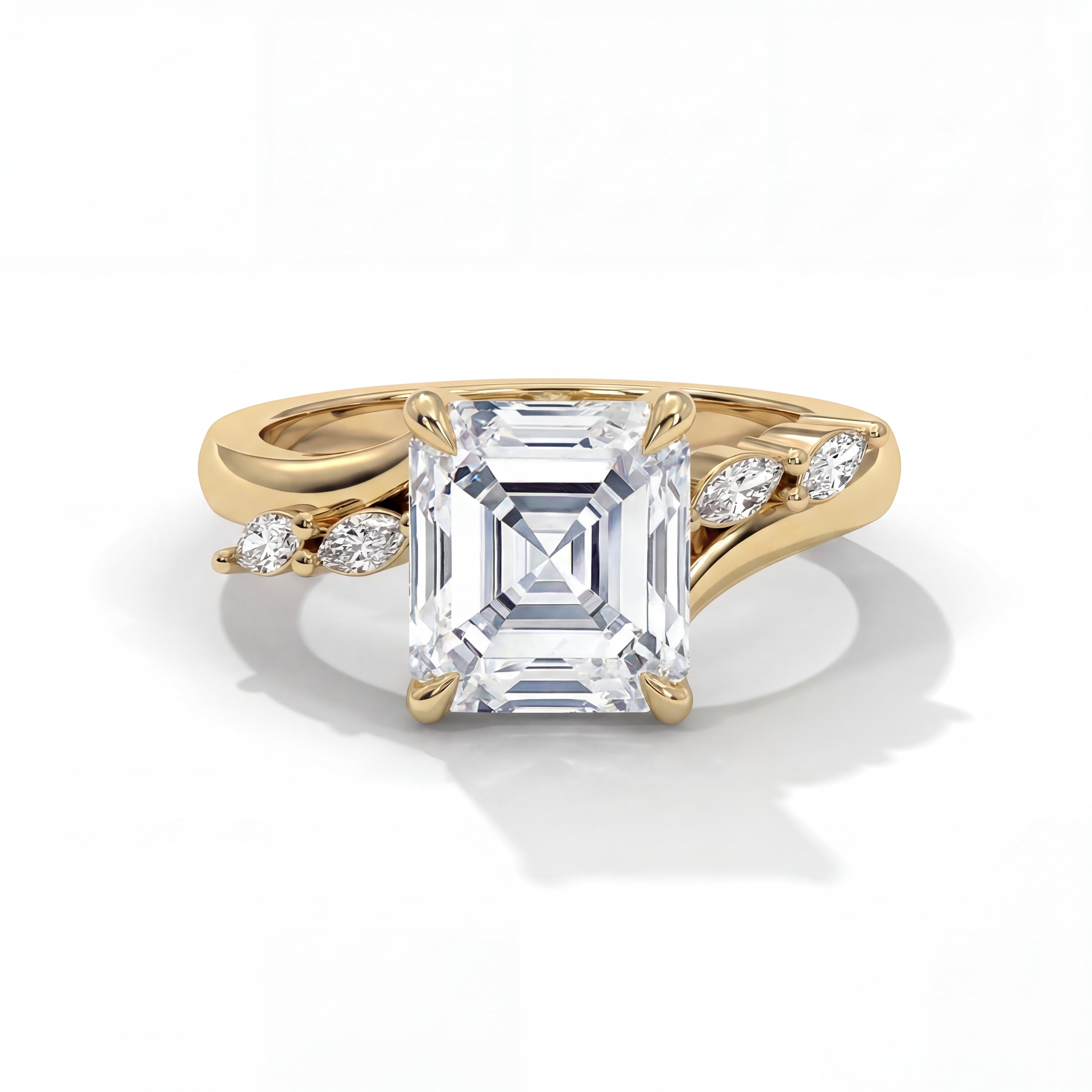 14k Yellow Gold / Asscher