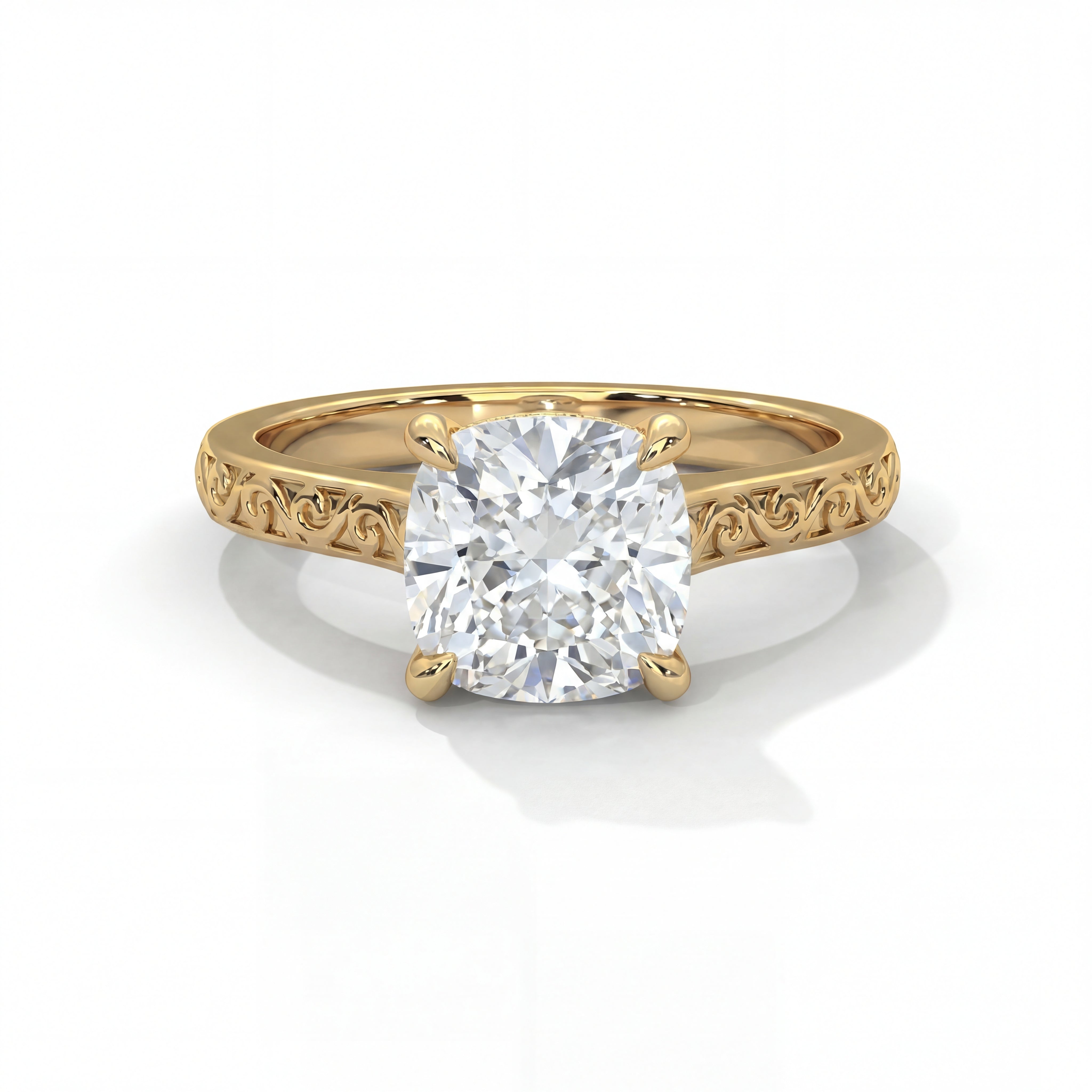 14k Yellow Gold / Cushion