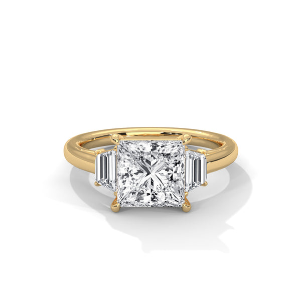 Three Stone Step Cut Trapezoid Setting